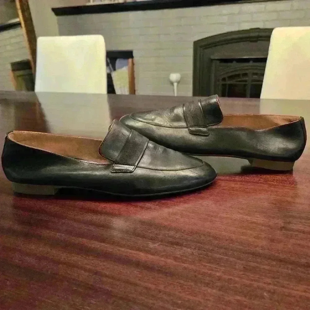 Paul Green Natalie Leather Loafer Preppy Coastal Black Size 6.5 Womens